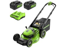 Image of Greenworks 48V 2x24V Self Propelled Cordless Lawnmower 2x 4Ah Batteries Charger