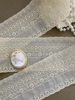2 Yards Beige Vintage Daisy Embroidery Cotton Lace Trim, Eyelet & Scalloped