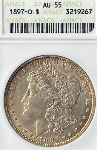 1897-O Morgan Silver Dollar $1, ANACS AU55 (58?)
