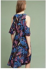 Anthropologie Maeve Elia Floral Cold Shoulder Dress Sz 4
