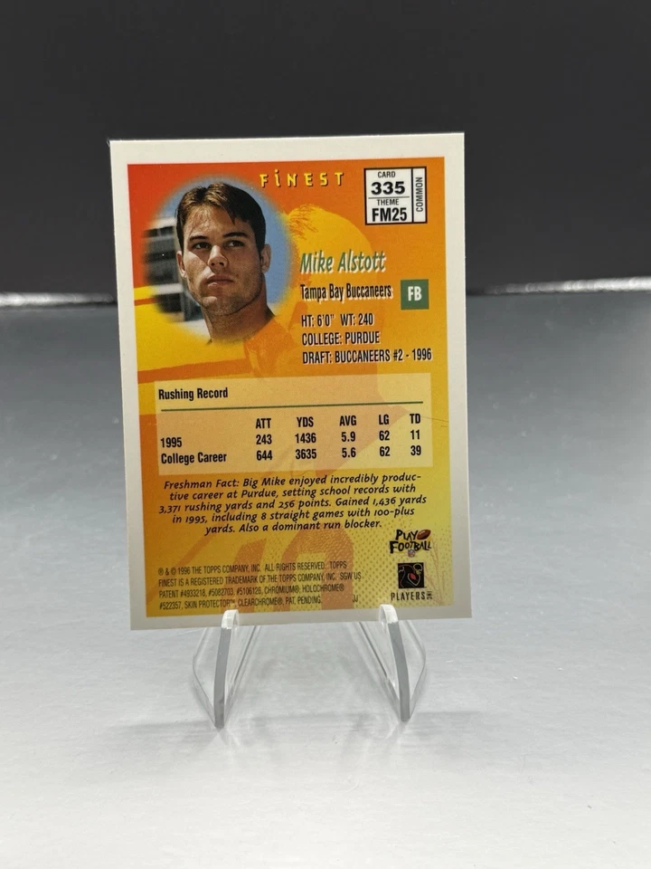 1996 Topps Finest - Finest Freshman w/ Coating #335 Mike Alstott RC Rookie - Image 2 of 3