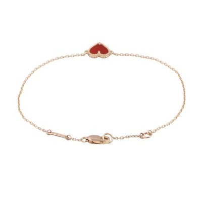 Van Cleef & Arpels Sweet Alhambra Heart Bracelet 18KRG Carnelian