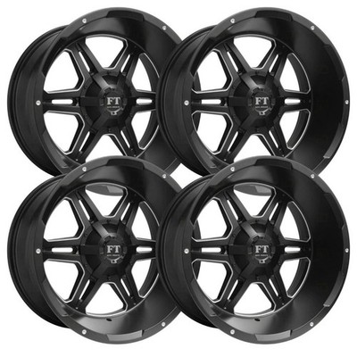 (Set-4) Full Throttle FT3 20x12 8x165.1 Black Milled -44mm Wheels Rims 20 Inch