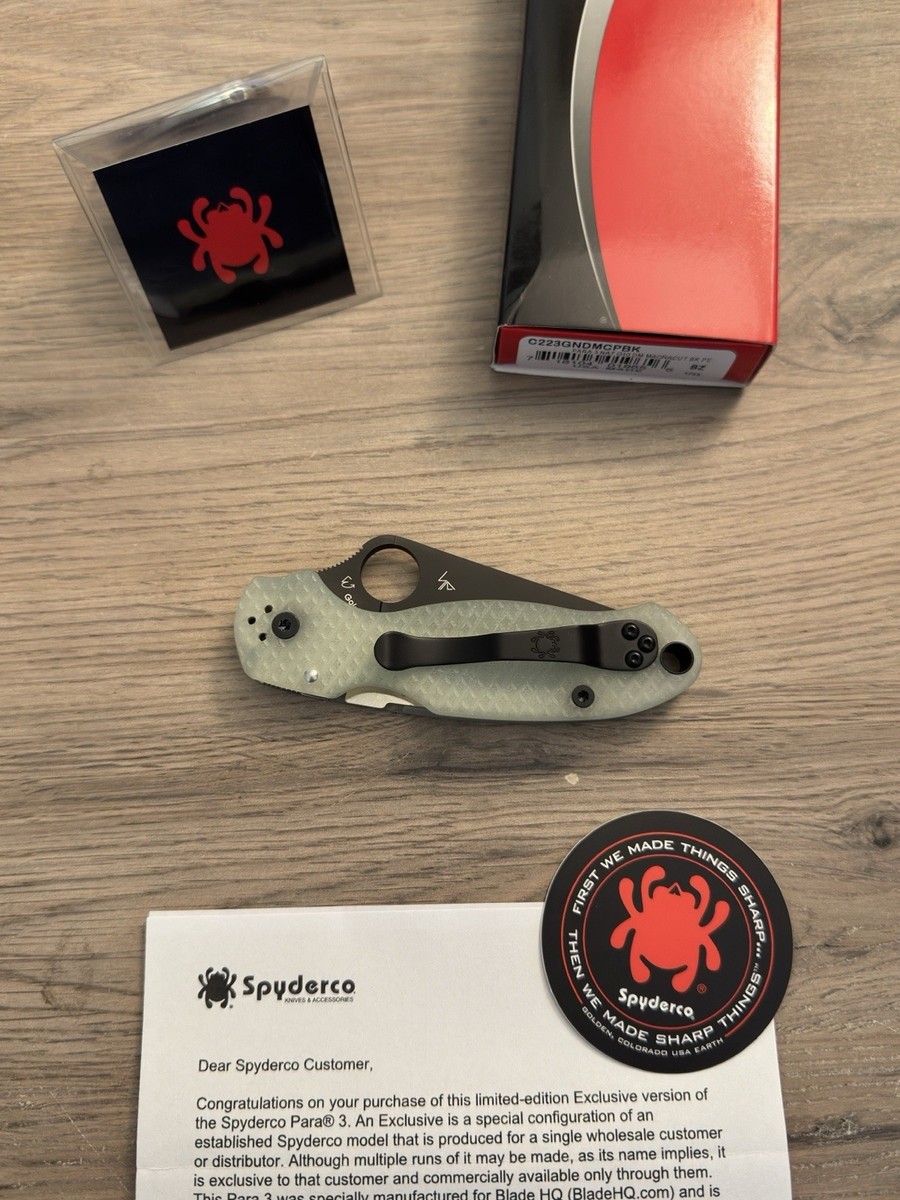 Spyderco Para 3 BladeHQ Exclusive Diamond Jade G10 DLC MagnaCut