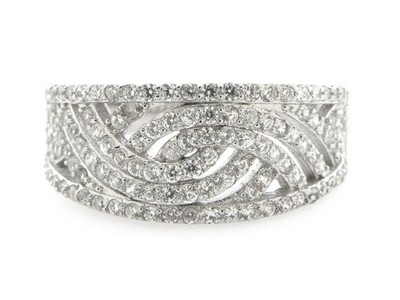 Sterling Silber 925 Damen C Z Swirl Cocktail Ring Gr. 6