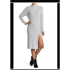 Abound Ribbed Knit Mock Neck Long Sleeve Slit Midi Sweater Dress Size Small