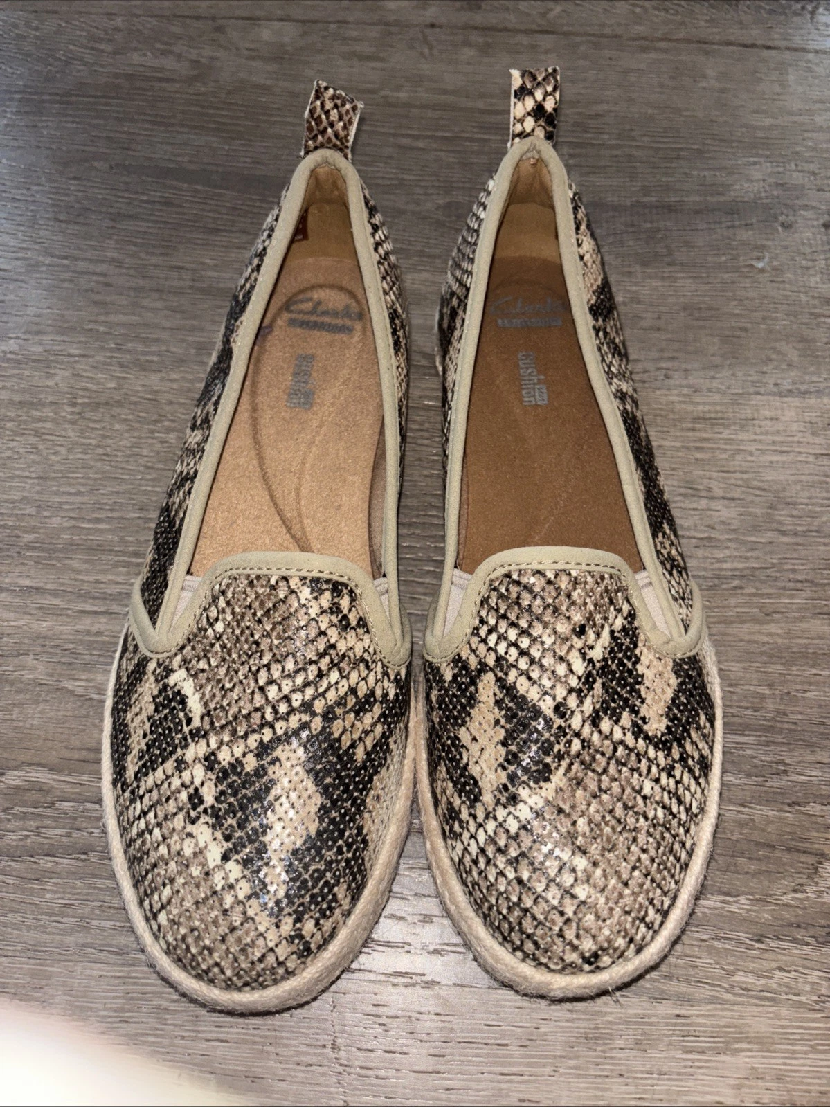 Clarks Shoes Mocassino Bayou Q Pelle di Serpente Marrone Naturale 8 5 M Cuscino Piatto Casual