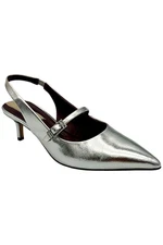 Franco Sarto Women's Khloe Pointed Toe Slingback Heel silver