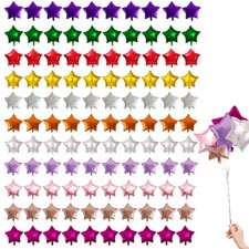 110 Pcs Star Shaped Foil Balloons 18 Inch Foil Helium Balloons Star Balloon f...