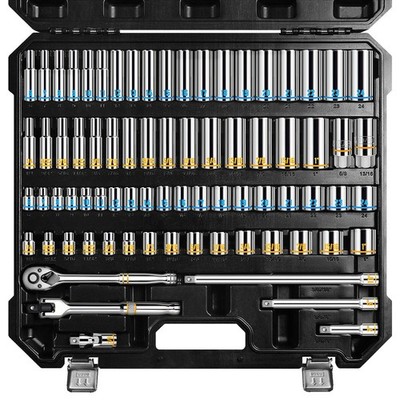 3/8-Inch Drive Socket Wrench Set, 76-Piece Metric (6-24mm) & SAE (1/4'' to 1'')