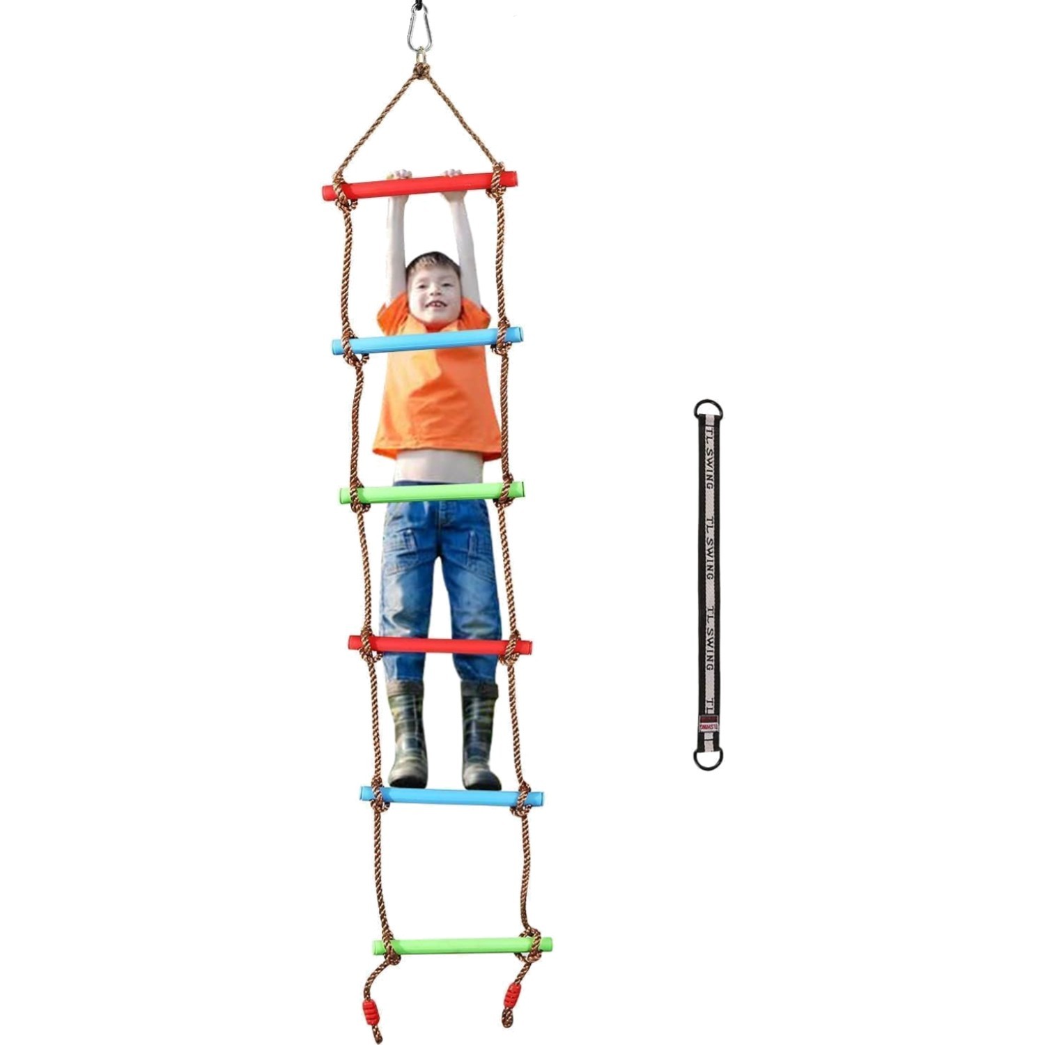 Kletterleiter Kinder Outdoor 2m Kunststoff Nylon Regenbogen Witterungsbeständig