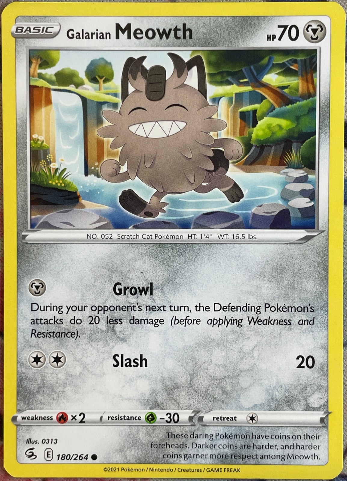 Galarian Meowth - 180/264 - Fusion Strike Pokemon 2021