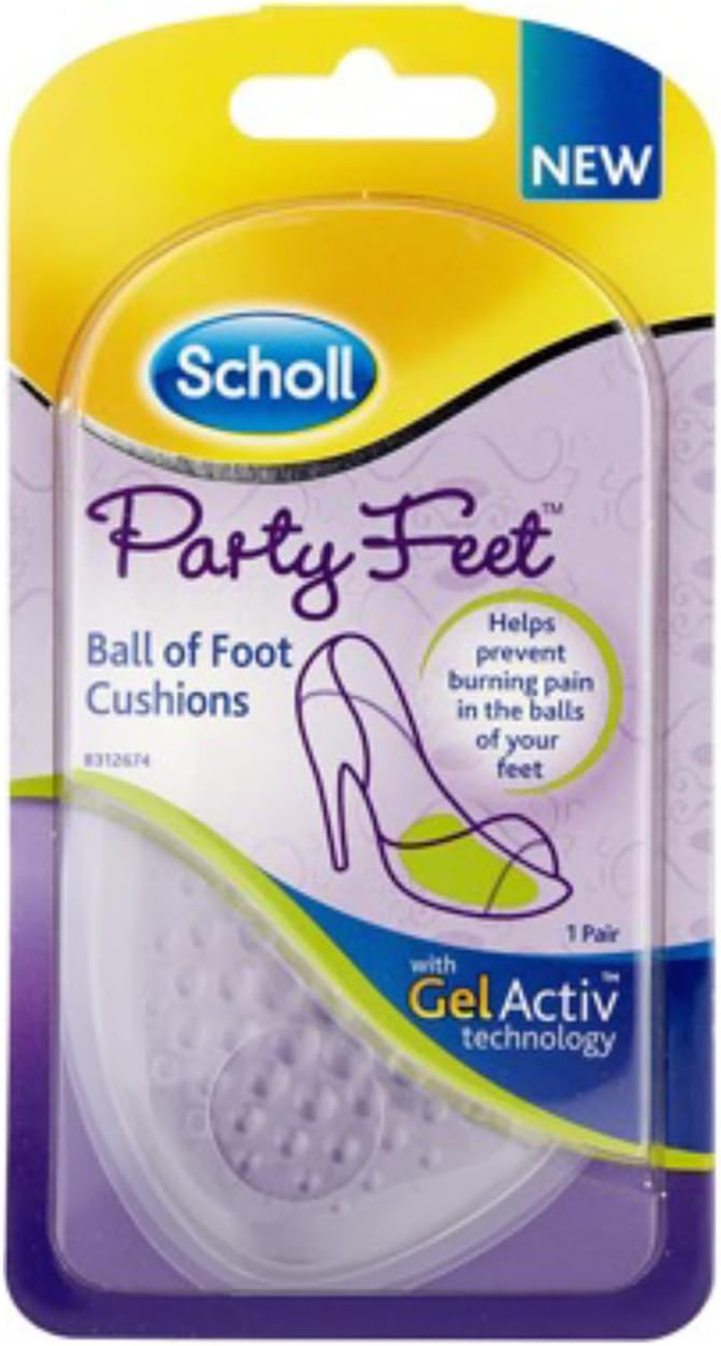 Scholl Party Feet Gel Cushions – 1 Pair Ball of Foot Pads for Heels & Pain