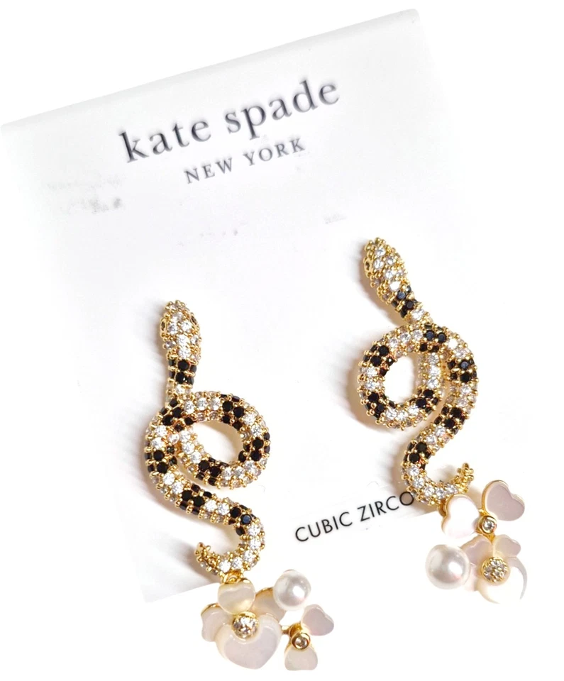 Kate Spade Shining Snake Statement Earrings Black Clear Multi KK519 New with Tag - Image 4 of 4