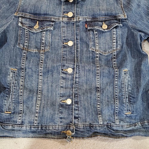 Levi Strauss giacca denim donna XL camionista jeans irregolare con bottoni 70240-0073 - Foto 4 di 22