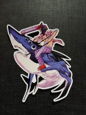 Denji Riding Beam Shark Demon Chainsaw Man Glossy Sticker Anime Waterproof