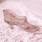 Vintage Pink Satin Glass Slipper Shoe Hand Painted Floral Pink Roses Signed 4.5”