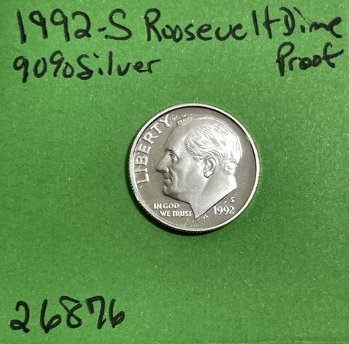 1992 S Roosevelt Dime Gem DCam Proof 90% Silver