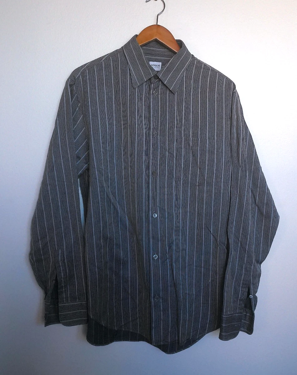 25+ Armani Collezioni Long Sleeve Striped Casual Button-Down