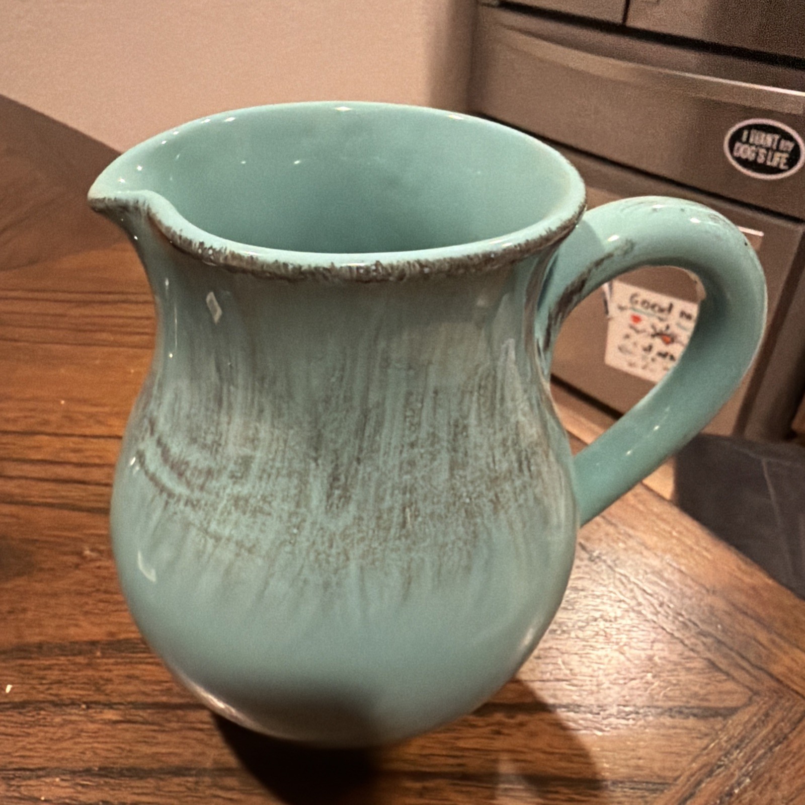 Vintage ~ Small Blue Pottery Pitcher / Vase ~ Made In Italy ~ 7