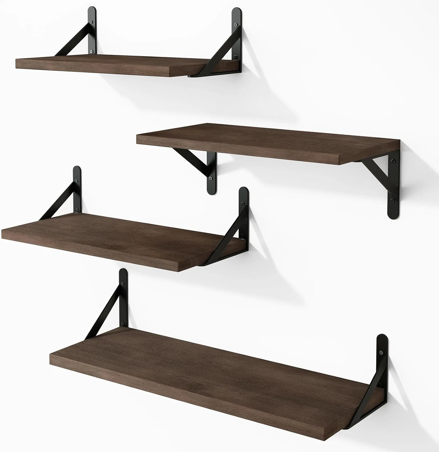 Floating Shelves for Wall, Different Sizes Walnut Wall Shelves for Living Room,