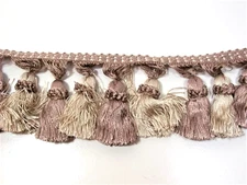 Brown and Beige  Malibu Tasseled Fringe Sewing Trim 3 inches wide x 3 Yards