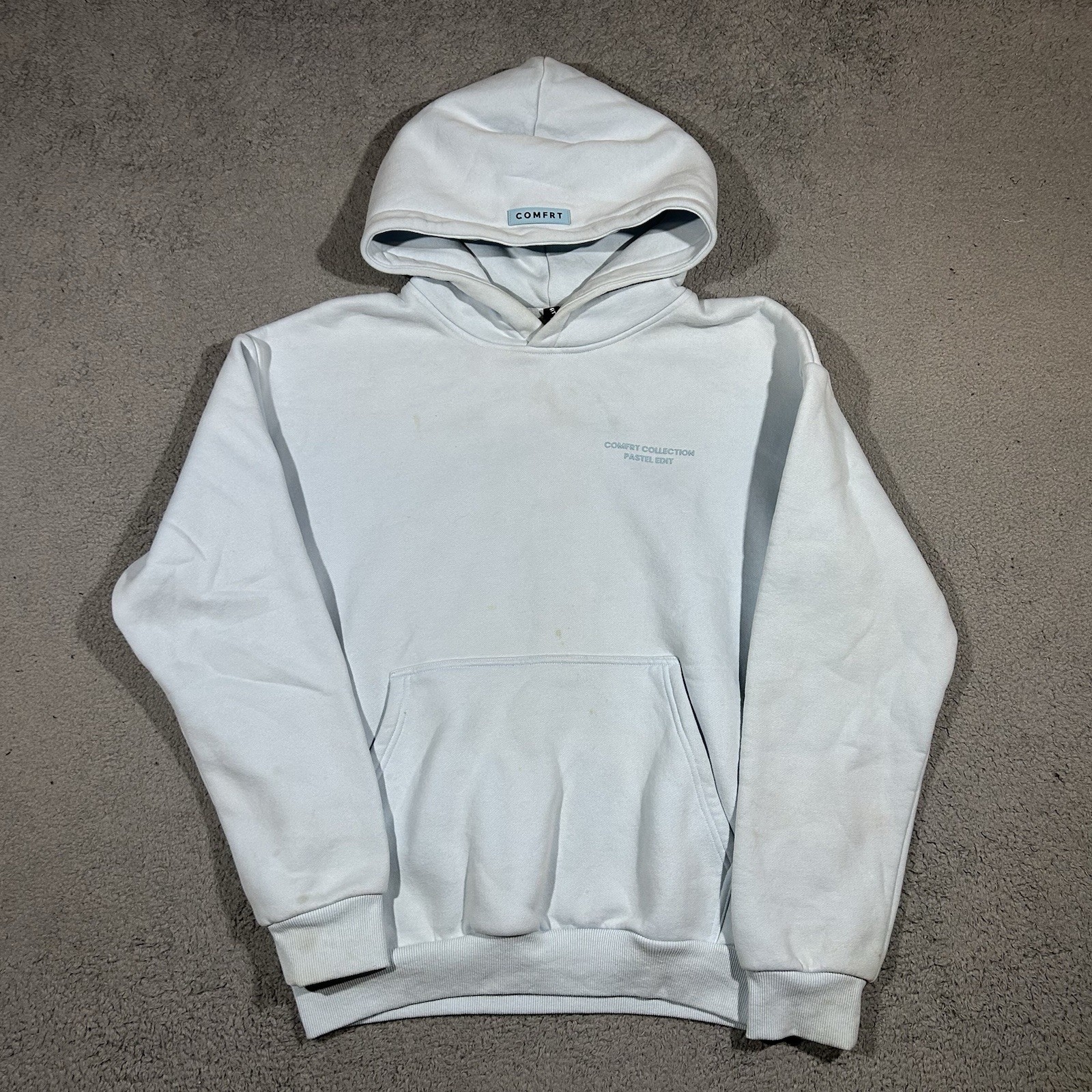 Comfrt Minimalist Hoodie Sky Blue Hoodie Unisex Size Small Oversized #1399