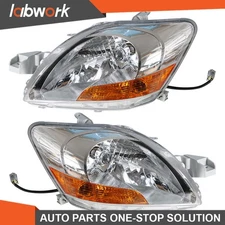 Labwork Headlight For Toyota Yaris Sedan 2007-11 Lamps Chrome Housing Left+Right