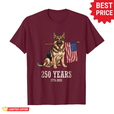 German Shepherd T-Shirt Patriotic Dog Lover Vintage USA Flag Graphic Tee Adults