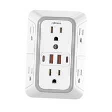 Outlet Extender Surge Protector - 6 Outlet Splitter with 4 USB Ports 2 White