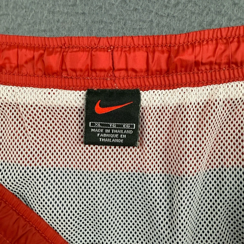 Bañador Nike Hombre XL Rojo Vintage Años 80 90 Spellout Swoosh Nylon Forrado Malla Foto 4 de 4
