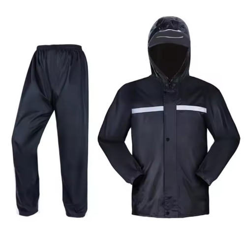 Men Black Hooded Rain Suits Jackets Pant Gear Raincoat Waterproof Outdoor Hiking - Picture 4 of 28