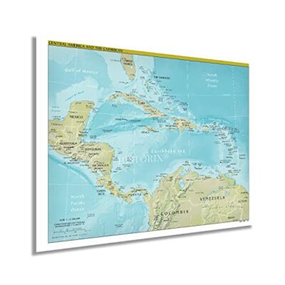 2021 Central America Map - Central America and Caribbean Map Wall Art Poster