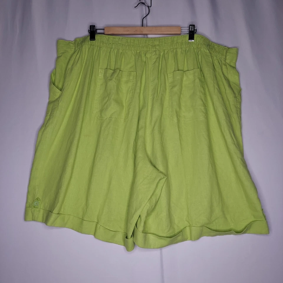 Pantalones Cortos Just My Size Mujer 4X Mezcla de Lino Lima Cordón Bolsillo Elástico Costero Foto 2 de 4