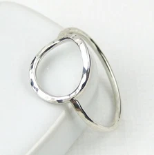 Sterling Silver Circle Ring - Hammered Silver Ring - Open Circle Ring For Women