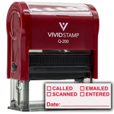[] Called [] Scanned [] Emailed With Date Line Self-Inking Office Rubber Stamp
