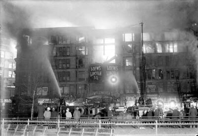 Five alarm blaze detected just after the last show let out from th .. Old Photo