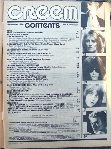 Creem Magazine Sept 1976 Rod Stewart Kiss Alice Cooper Zappa Elton Zeppelin - Picture 2 of 8