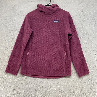 Patagonia Sweater Womens Small Textured Diamond Capra Hoodie Fuschia Purple 