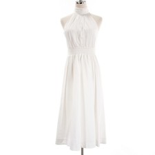 Veronica Beard NWT Kinny High Neck Midi Dress Size 2 US Solid White Cotton Blend