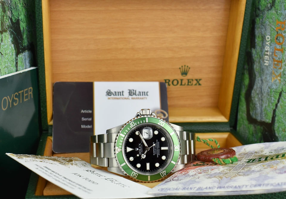 ROLEX Vintage 40mm Stainless SUBMARINER Green Bezel KERMIT 16610 LV - SANT BLANC - Image 2 of 4