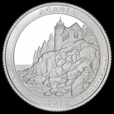 2012 S Acadia 90% SILVER Deep Cameo "PROOF" Maine ATB Quarter US Mint 