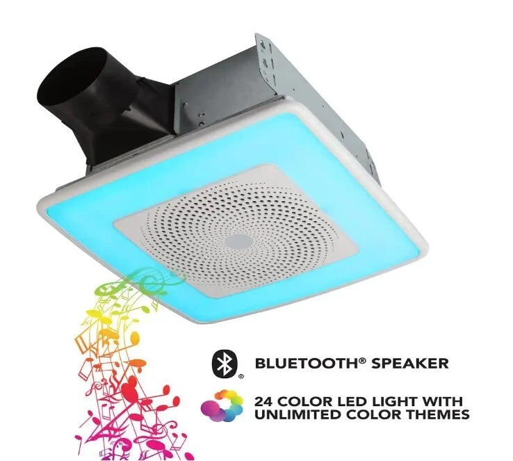 NuTone ChromaComfort 110 CFM Exhaust Fan Bluetooth Speaker LED Light  SPKN110GBL 26715266562 | eBay
