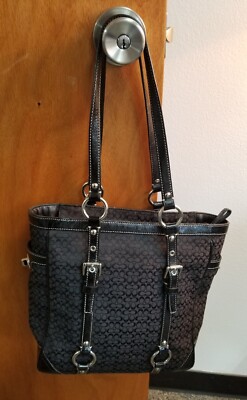 Authentic COACH #12344 Gallery Tote Signature Black Jacquard