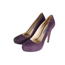 PRADA Women’s EU 38 US7-7,5 Purple Suede Leather Pump Heels Shoes Made In Italy 