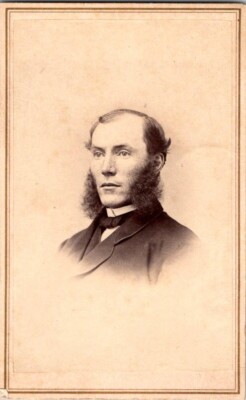 Ithaca, NY, Joel Wilcox, ID'd, Balding w/Porkchops, 1868, CDV Photo, #P4079