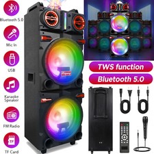 Dual 10" Woofer 9000W Bluetooth Speaker Rechargable For Party FM Karaok DJ AUX
