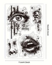 Lips, Eye, Ear, Nose Clear Cling Stamps