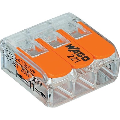 Wago 221-413 LEVER-NUTS 3 Conductor Compact Connectors 500 PK