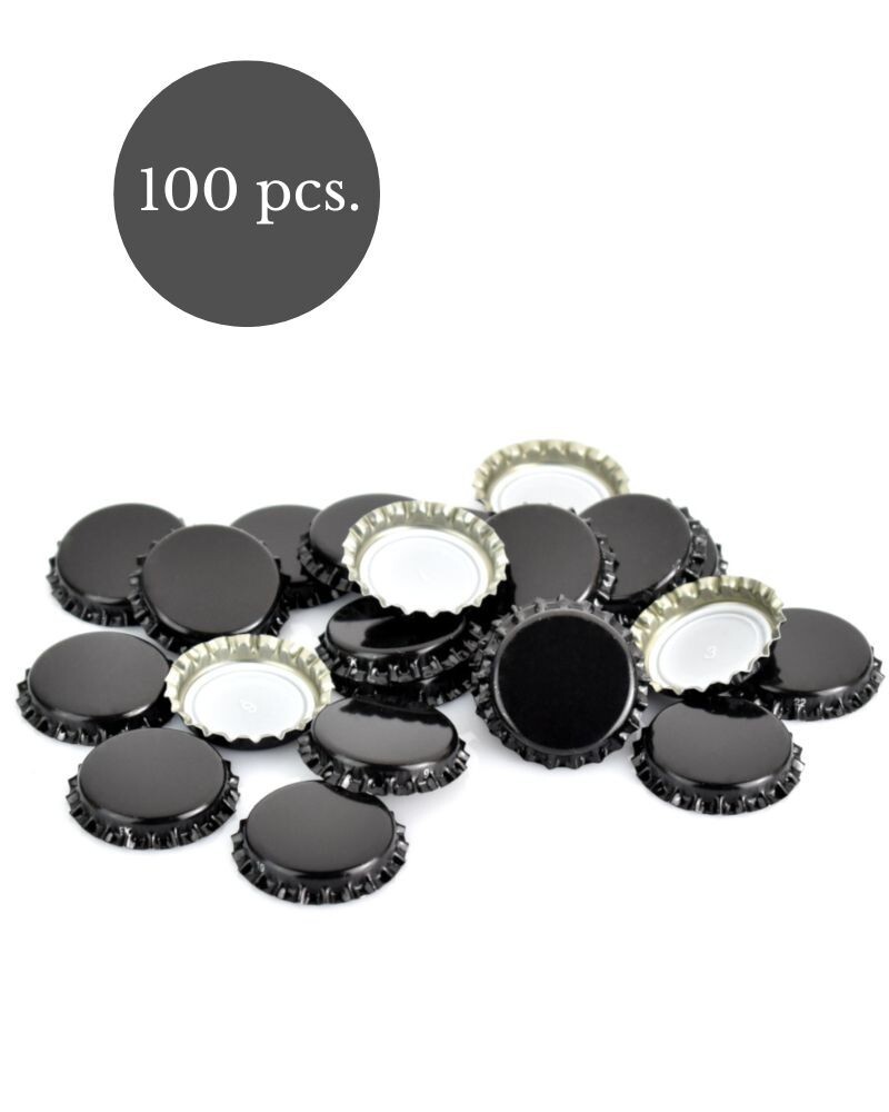 100 Black Crown Caps 26mm Tops for Beer Bottle Home Brewing Capping